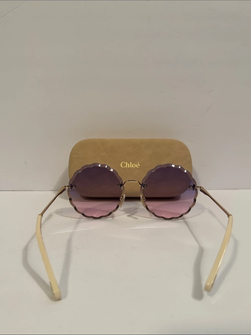 Chloe CE142S Women's Chic Pink to Purple Gradient Scalloped Sunglasses